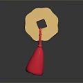 Traditional Golden Circular Decorative Ornament with Central Hole and Red Tassel for Home Decoration