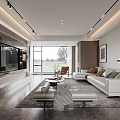 Modern Living Dining Room Interior Design With Sofa Coffee Table Rug And Decorative Artwork