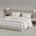 Modern Bedroom With Beige Headboard White Bedding Bedside Tables And Pendant Lights