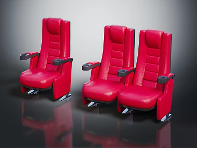 Red Leather Theater Seats With Comfortable Armrests For Modern Cinema Interior 3d model