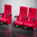 Red Leather Theater Seats With Comfortable Armrests For Modern Cinema Interior