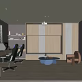 Modern Study Room Interior Design With Wooden Desk Office Chairs And Storage Cabinets