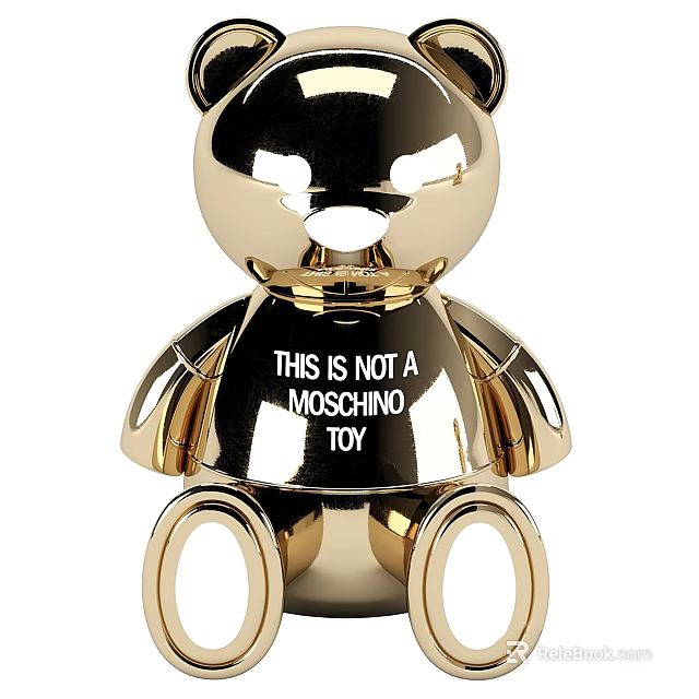 Golden Bear Sculpture With Engraved Text This Is Not A Moschino Toy 3d model 