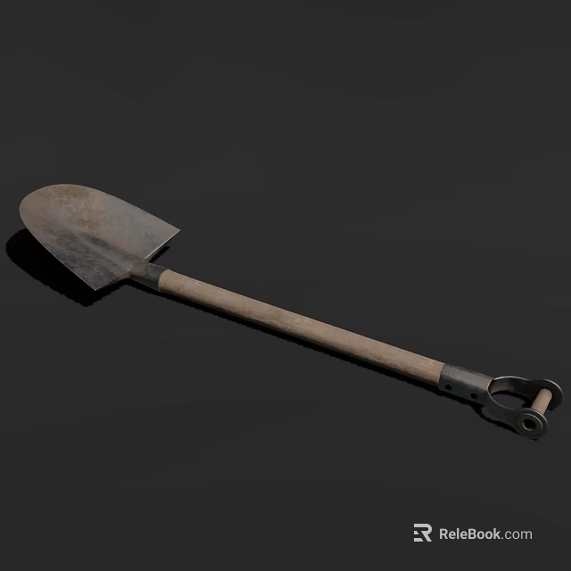 Durable Metal Shovel with Wooden Handle as Practical Hardware Tool for Gardening and Construction 3d model 