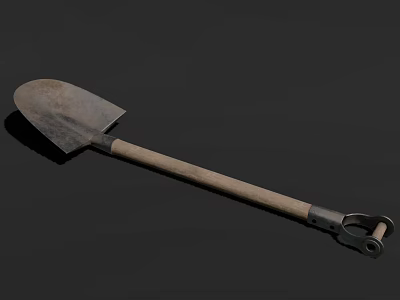 Durable Metal Shovel with Wooden Handle as Practical Hardware Tool for Gardening and Construction 3d model
