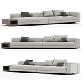 Modern Light Gray Double Sofa with Comfortable Cushions and Matching Side Table 3d model