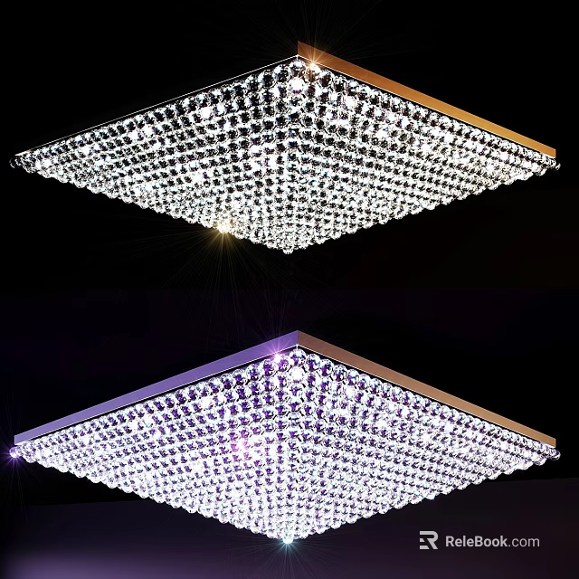 Sparkling Crystal Square Ceiling Light with Modern Design and Bright Illumination 3d model 