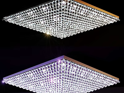 Sparkling Crystal Square Ceiling Light with Modern Design and Bright Illumination 3d model