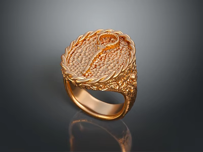 Golden Decorative Hardware Tools With Intricate Engraved Patterns And Ring Design 3d model