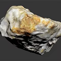 Close Up View of Natural White Yellow Mineral Stone Specimen on Black Reflective Background
