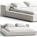 Modern Simple Design Double Bed With Soft Fabric Upholstery And Comfortable Mattress