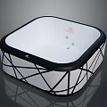 Children's Square Inflatable Bathtub with Black White Geometric Design and White Interior