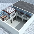 Modern Villa Balcony Design With Glass Roof Railing And Open Structure