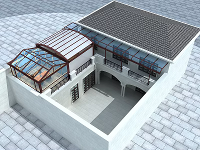 Modern sun room sun room canopy 3d model