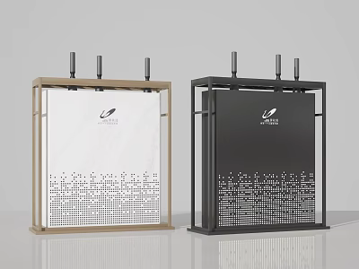 Two Stylish Modern Display Stands With Branding And Patterns 3d model