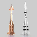 Two Rocket Models With Copper And White Black Striped Design