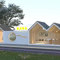 Chenhe Post Station Modern Architecture With Triangular Roofs Round Windows And Green Surroundings 3d model