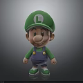 3D Cartoon Character Figure With Green L Hat Purple Overalls And Green Shoes