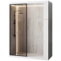Modern Shower Sauna Interior Design With Tiled Walls Rainfall Shower Head And Glass Partition