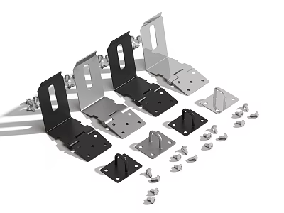 Assorted Metal Brackets and Screws Hardware Set for Mounting Applications 3d model
