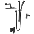 Modern Matte Black Shower Faucet System With Handheld Sprayer And Control Knob