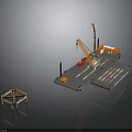Construction Model Featuring Platform Crane Poles And Hexagonal Structure