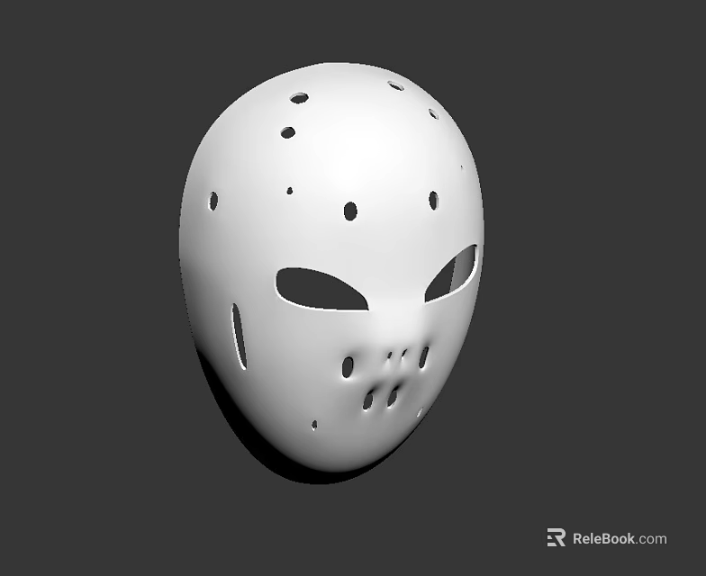 Classic White Horror Mask With Multiple Holes And Distinct Eye Design 3d model