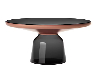 Modern Black Dining Table With Copper Accent And Glass Base Design 3d model
