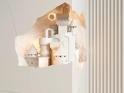 White Castle Shaped Wall Mounted Modern Wall Lamp With Warm Ambient Lighting 3d model