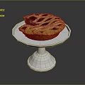 Golden Blueberry Pie with Lattice Crust on White Cake Stand