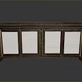 Dark Wooden Storage Cabinet with Glass Paneled Doors and Natural Grain Design