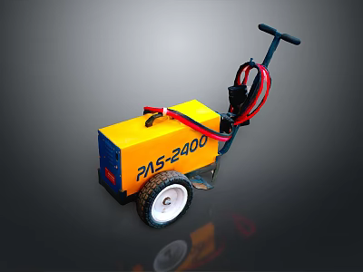 Yellow Wheeled PAS 2400 Equipment With Black Handle And Red Cables 3d model