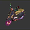 Modern Blue Scooter With Brown Seat Rearview Mirrors And Sleek Design