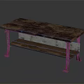Vintage Industrial Style Wooden Table With Metal Legs And Lower Shelf