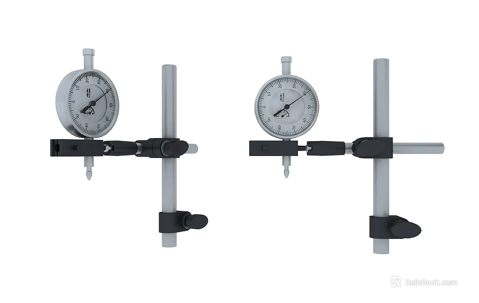 Precision Dial Indicator Hardware Tools With Metal Stand And Clamp Mounts 3d model
