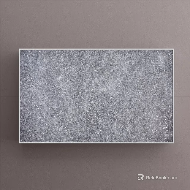 Gray Textured Abstract Painting With White Frame On Neutral Wall 3d model