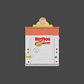 Red And White Food Truck With Hot Dog Burger Images And Large Model On Top