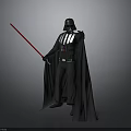 Darth Vader Character In Black Costume With Helmet And Red Lightsaber