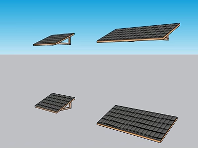 Solar Panel Components With Black Panels Wooden Frames And Various Sizes For Installation 3d model