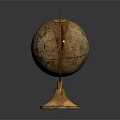 Vintage Globe Decorative Ornament with Brass Stand and Copper Base for Home Office Table Decoration