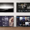 Smart TV Screens Showing Multiple Streaming Interfaces And Movie Content Displays 3d model