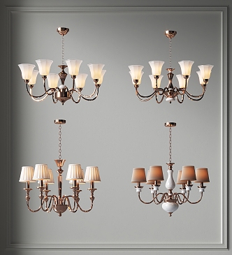 Chandelier Simple Metal Multi-head Chandelier Guest Dining Room Chandelier Bedroom Room Chandelier Simple European Chandelier Hall Chandelier 3d model