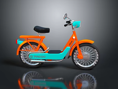 Pinguo Stylish Motorcycle With Orange Body Turquoise Panel Black Seat And Silver Wheels Design 3d model