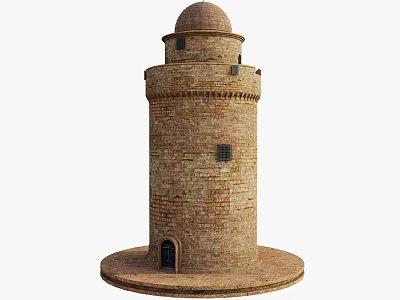 Ancient Brick Tower Structure With Dome Roof Round Base And Small Windows 3d model