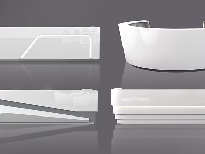 Modern Reception Desk With Sleek White Design And Contemporary Stylish Shapes 3d model