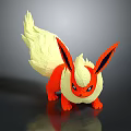 3D Rendered Fire Type Creature With Red Body Yellow Tail And Pointed Ears