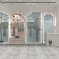 Modern Clothing Store Interior With Mannequins Clothing Racks And Display Areas