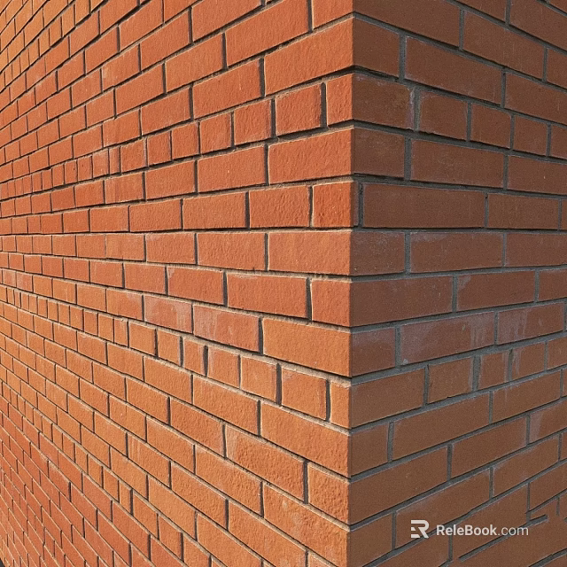 Red Brick Wall Building Component With Corner Structure And Architectural Detail 3d model 