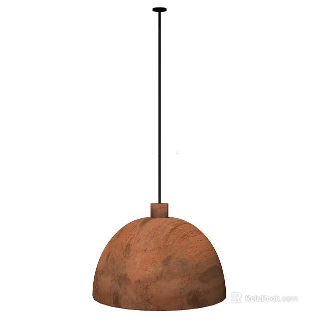 Stylish Brown Wooden Hemispherical Pendant Light Hanging with Black Cord for Modern Home Decor 3d model 