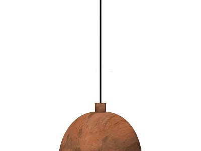 Stylish Brown Wooden Hemispherical Pendant Light Hanging with Black Cord for Modern Home Decor 3d model